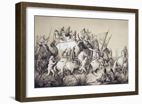 Chir Singh, Maharaja of the Sikhs with the King of Punjab and His Retinue from "Voyage in India"-A. Soltykoff-Framed Giclee Print