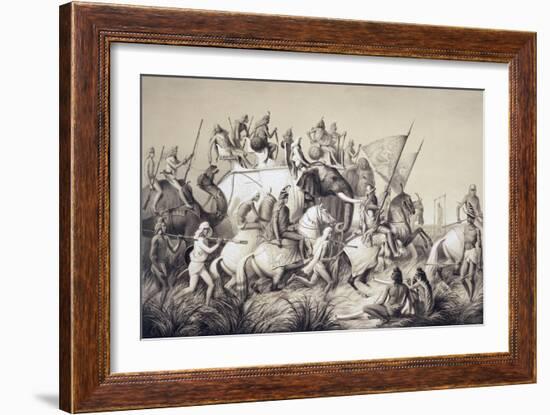 Chir Singh, Maharaja of the Sikhs with the King of Punjab and His Retinue from "Voyage in India"-A. Soltykoff-Framed Premium Giclee Print