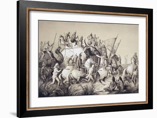 Chir Singh, Maharaja of the Sikhs with the King of Punjab and His Retinue from "Voyage in India"-A. Soltykoff-Framed Premium Giclee Print