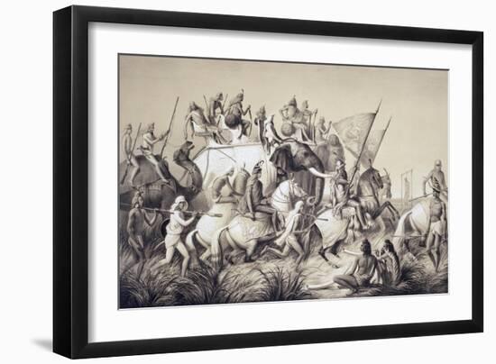 Chir Singh, Maharaja of the Sikhs with the King of Punjab and His Retinue from "Voyage in India"-A. Soltykoff-Framed Premium Giclee Print