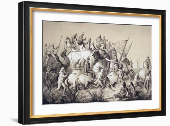 Chir Singh, Maharaja of the Sikhs with the King of Punjab and His Retinue from "Voyage in India"-A. Soltykoff-Framed Premium Giclee Print