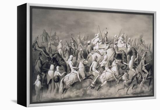 Chir Singh, Maharajah of the Sikhs and King of the Punjab with His Retinue Hunting Near Lahore-A. Soltykoff-Framed Premier Image Canvas