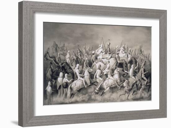 Chir Singh, Maharajah of the Sikhs and King of the Punjab with His Retinue Hunting Near Lahore-A. Soltykoff-Framed Giclee Print