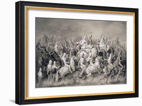 Chir Singh, Maharajah of the Sikhs and King of the Punjab with His Retinue Hunting Near Lahore-A. Soltykoff-Framed Giclee Print