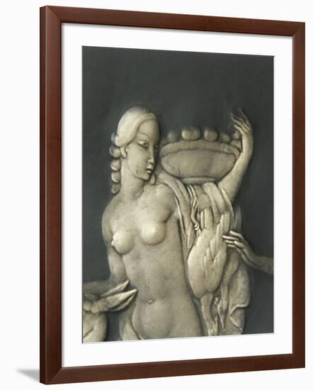 Chiselled Silver Plate Depicting Mythological Scene. Detail: Diana the Hunter-Cornelio Ghiretti-Framed Premium Giclee Print