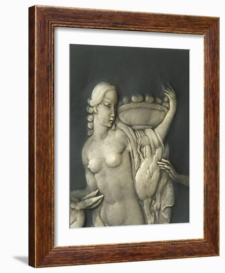 Chiselled Silver Plate Depicting Mythological Scene. Detail: Diana the Hunter-Cornelio Ghiretti-Framed Premium Giclee Print