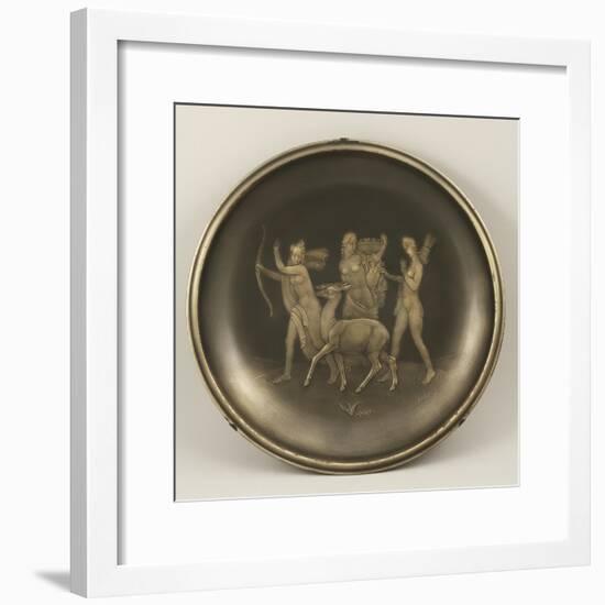 Chiselled Silver Plate Depicting Mythological Scene with Diana the Hunter-Cornelio Ghiretti-Framed Giclee Print