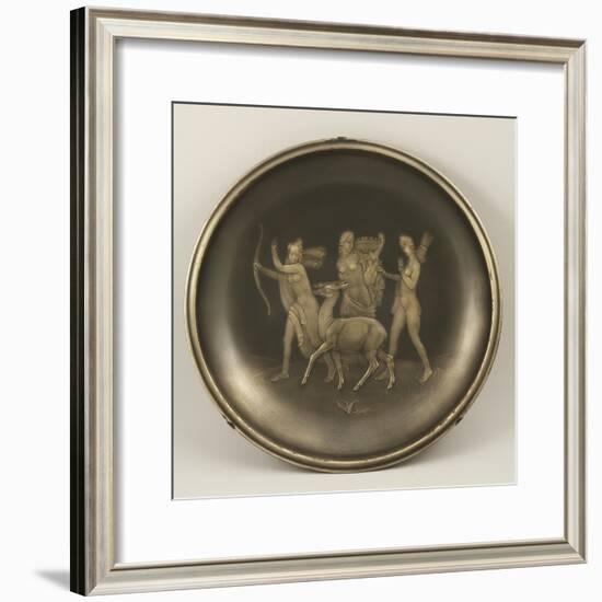 Chiselled Silver Plate Depicting Mythological Scene with Diana the Hunter-Cornelio Ghiretti-Framed Giclee Print