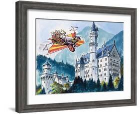 Chitty Chitty Bang Bang Passes by Neushwanstein in the Bavarian Alps-Dan Escott-Framed Giclee Print