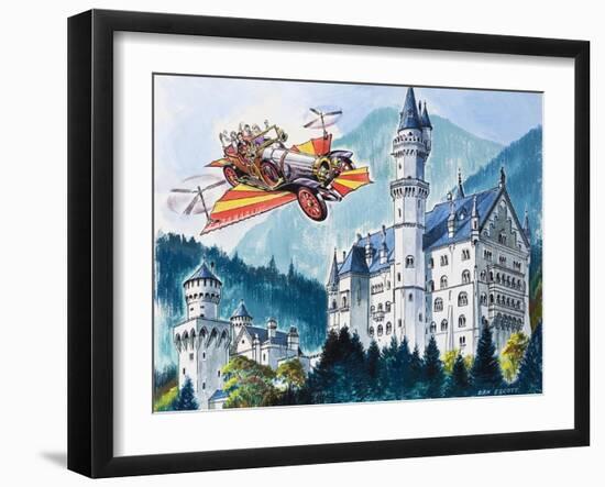 Chitty Chitty Bang Bang Passes by Neushwanstein in the Bavarian Alps-Dan Escott-Framed Giclee Print