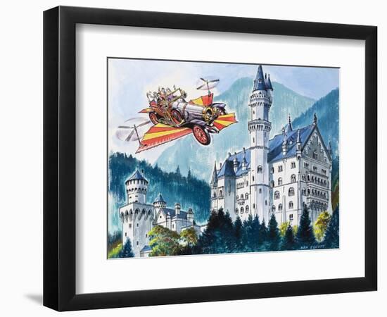 Chitty Chitty Bang Bang Passes by Neushwanstein in the Bavarian Alps-Dan Escott-Framed Giclee Print