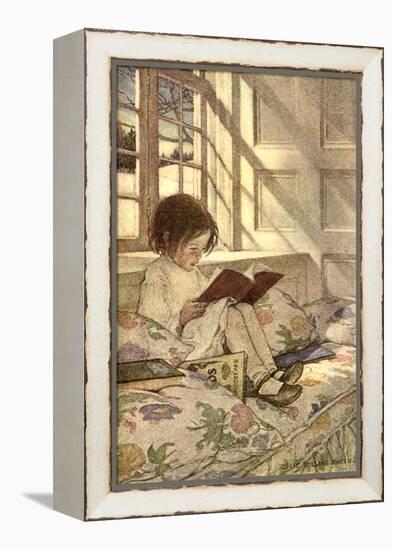 Chlld Reading on Couch, 1905-Jessie Willcox-Smith-Framed Premier Image Canvas