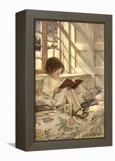 Chlld Reading on Couch, 1905-Jessie Willcox-Smith-Framed Premier Image Canvas