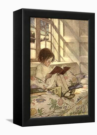 Chlld Reading on Couch, 1905-Jessie Willcox-Smith-Framed Premier Image Canvas