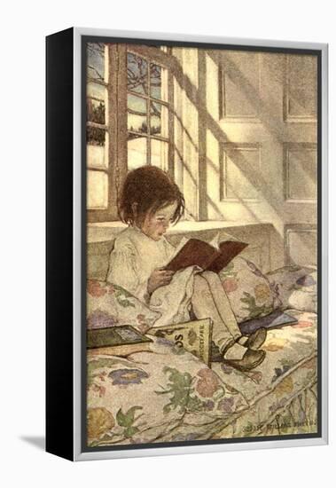 Chlld Reading on Couch, 1905-Jessie Willcox-Smith-Framed Premier Image Canvas