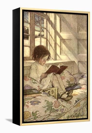 Chlld Reading on Couch, 1905-Jessie Willcox-Smith-Framed Premier Image Canvas