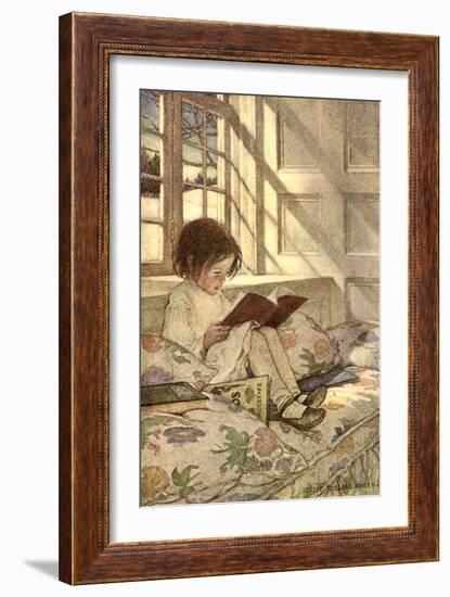 Chlld Reading on Couch, 1905-Jessie Willcox-Smith-Framed Giclee Print