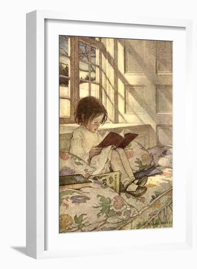 Chlld Reading on Couch, 1905-Jessie Willcox-Smith-Framed Giclee Print