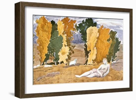 Chloe Abandoned, Design for a Ballet Russes Production of Ravel's Daphnis and Chloe, 1910-1911-Leon Bakst-Framed Giclee Print