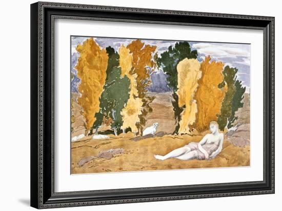 Chloe Abandoned, Design for a Ballet Russes Production of Ravel's Daphnis and Chloe, 1910-1911-Leon Bakst-Framed Giclee Print