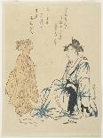 A Full-Length Portrait of the Courtesan Somenosuke Accompanied by Two Kamuro-Chobunsai Eishi-Giclee Print