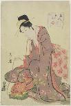 Women Viewing Scroll Paintings of the Gods of Good Fortune-Chobunsai Eishi-Framed Premier Image Canvas