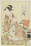 Women Viewing Scroll Paintings of the Gods of Good Fortune-Chobunsai Eishi-Giclee Print