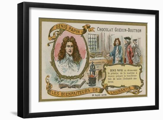 Chocolat Guerin-Boutron Trade Card, Denis Papin-null-Framed Giclee Print