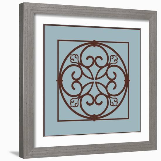 Chocolate and Blue Ironwork I-Chariklia Zarris-Framed Art Print