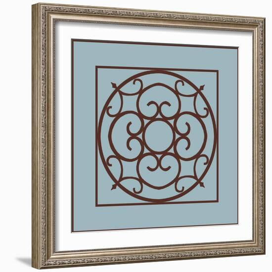 Chocolate and Blue Ironwork II-Chariklia Zarris-Framed Art Print