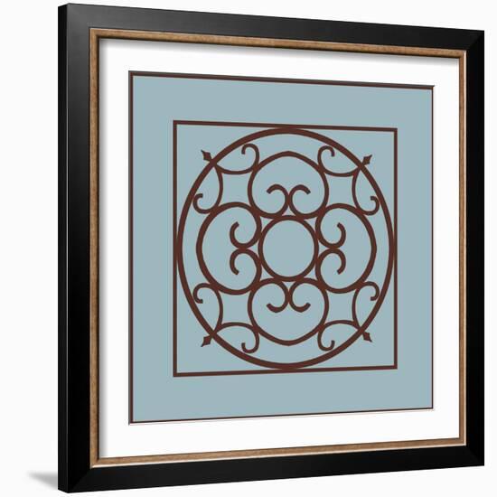 Chocolate and Blue Ironwork II-Chariklia Zarris-Framed Art Print