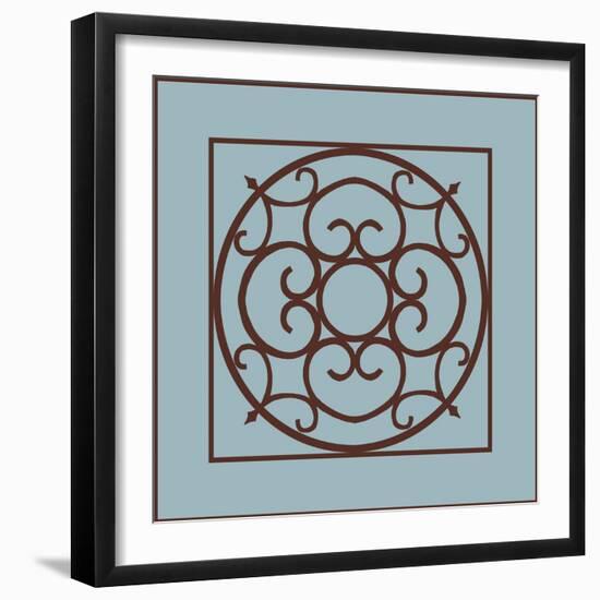 Chocolate and Blue Ironwork II-Chariklia Zarris-Framed Art Print