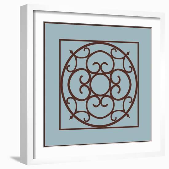 Chocolate and Blue Ironwork II-Chariklia Zarris-Framed Art Print