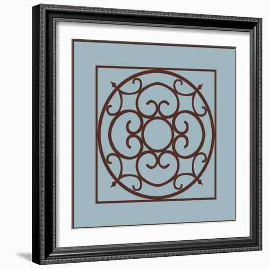 Chocolate and Blue Ironwork II-Chariklia Zarris-Framed Art Print