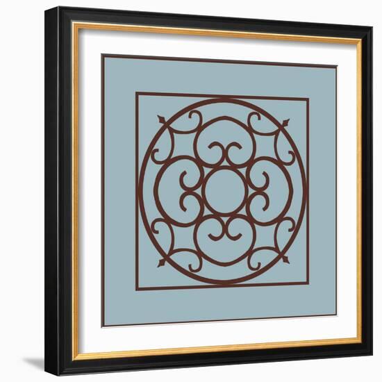 Chocolate and Blue Ironwork II-Chariklia Zarris-Framed Art Print