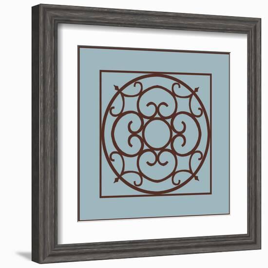 Chocolate and Blue Ironwork II-Chariklia Zarris-Framed Art Print