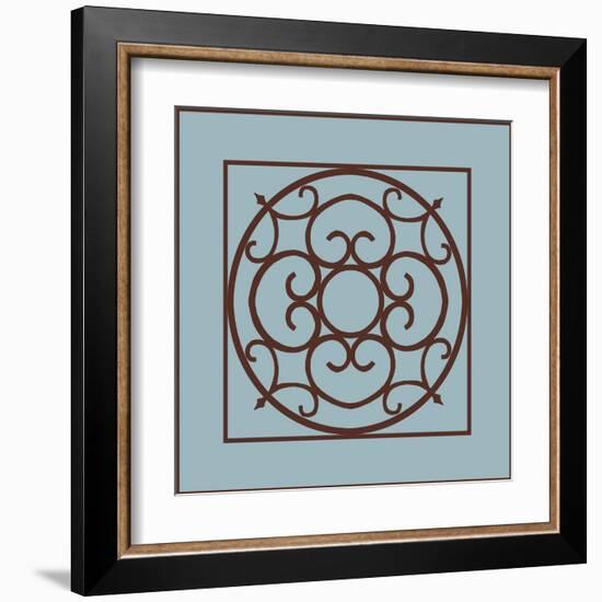 Chocolate and Blue Ironwork II-Chariklia Zarris-Framed Art Print