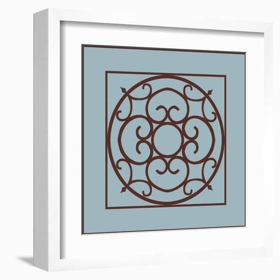 Chocolate and Blue Ironwork II-Chariklia Zarris-Framed Art Print