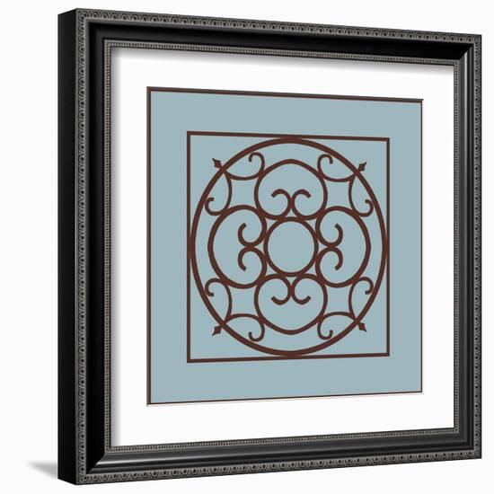 Chocolate and Blue Ironwork II-Chariklia Zarris-Framed Art Print