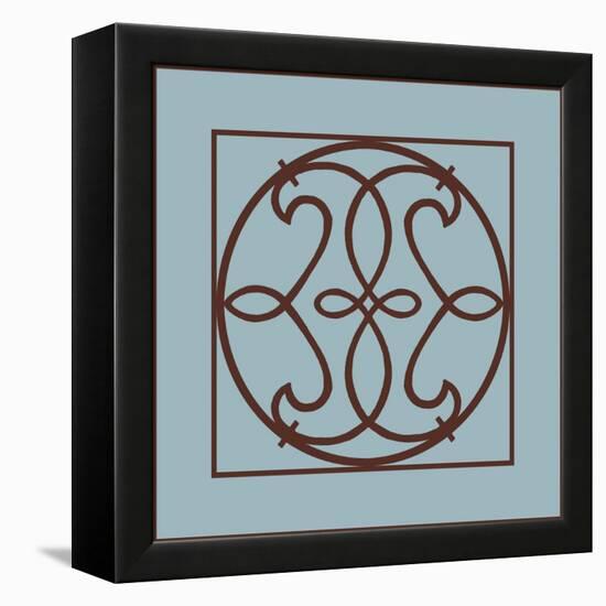 Chocolate and Blue Ironwork V-Chariklia Zarris-Framed Stretched Canvas