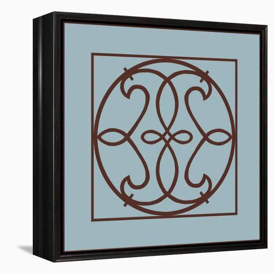 Chocolate and Blue Ironwork V-Chariklia Zarris-Framed Stretched Canvas
