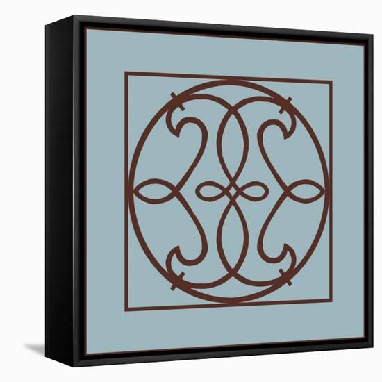 Chocolate and Blue Ironwork V-Chariklia Zarris-Framed Stretched Canvas