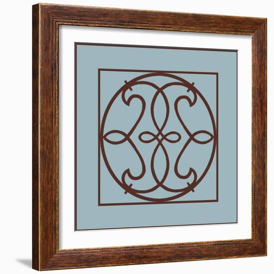 Chocolate and Blue Ironwork V-Chariklia Zarris-Framed Art Print