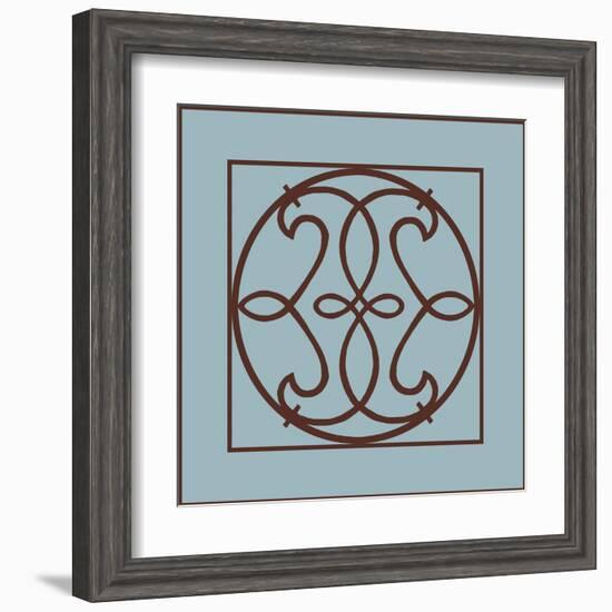 Chocolate and Blue Ironwork V-Chariklia Zarris-Framed Art Print