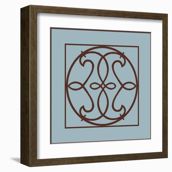 Chocolate and Blue Ironwork V-Chariklia Zarris-Framed Art Print