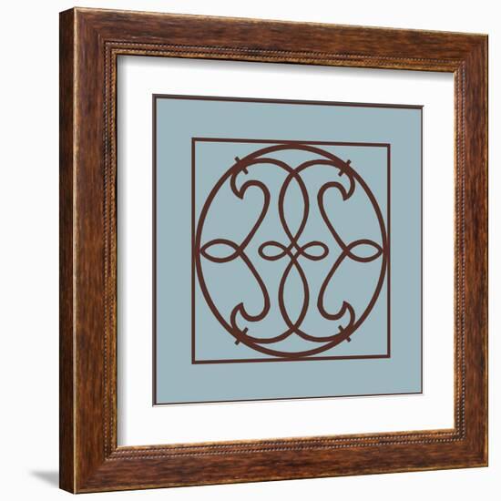 Chocolate and Blue Ironwork V-Chariklia Zarris-Framed Art Print