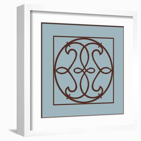 Chocolate and Blue Ironwork V-Chariklia Zarris-Framed Art Print