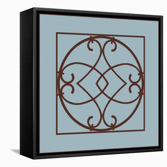 Chocolate and Blue Ironwork VI-Chariklia Zarris-Framed Stretched Canvas