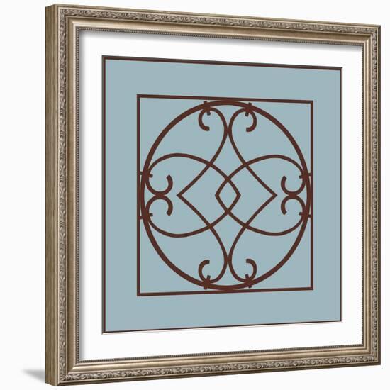 Chocolate and Blue Ironwork VI-Chariklia Zarris-Framed Art Print