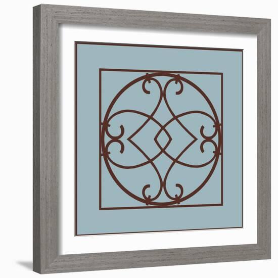 Chocolate and Blue Ironwork VI-Chariklia Zarris-Framed Art Print